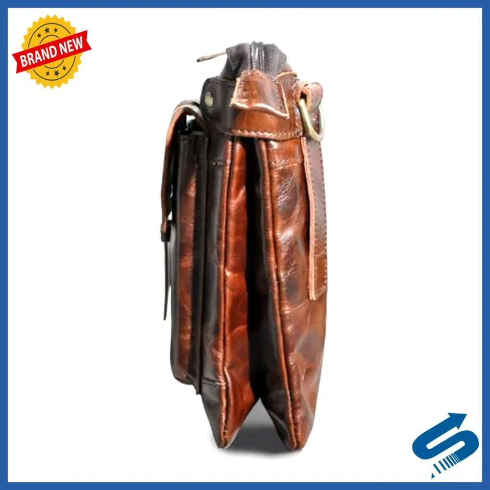 Genuine Leather Fanny Pack Messenger Bag Adjustable Strap Tablet Fit - Picture 3 of 7